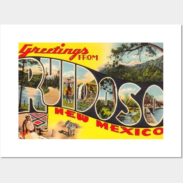 Greetings from Ruidoso, New Mexico - Vintage Large Letter Postcard Wall Art by Naves